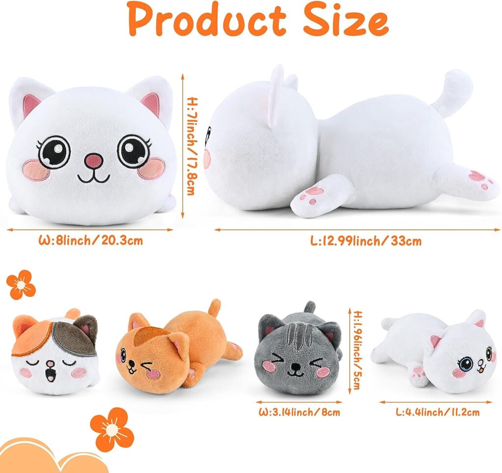 KMUYSL Cat Stuffed Animals Toys for Ages 3 4 5 6 7 8+ Years Old Kids - Mommy Cat with 4 Baby Kitty in Her Tummy, Idea Xmas Birthday Gifts for Baby, Toddler, Girls, Boys