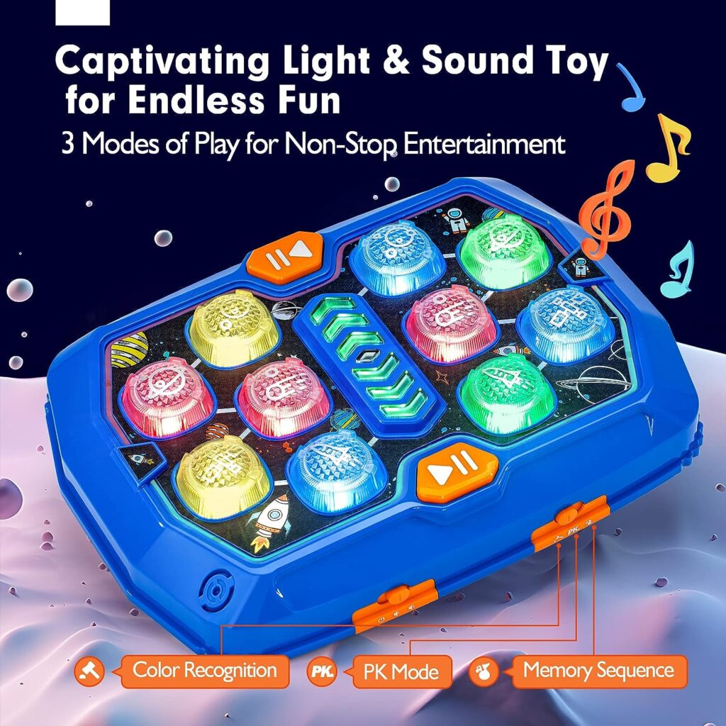 Toys for Boys 4-6, Interactive Whack A Game with Sound and Light, Stem Montessori Toy Fun Gifts for Early Learning Education, Birthday Gift for Kids Age 3, 4, 5, 6, 7, 8 Years Old Boys Girls